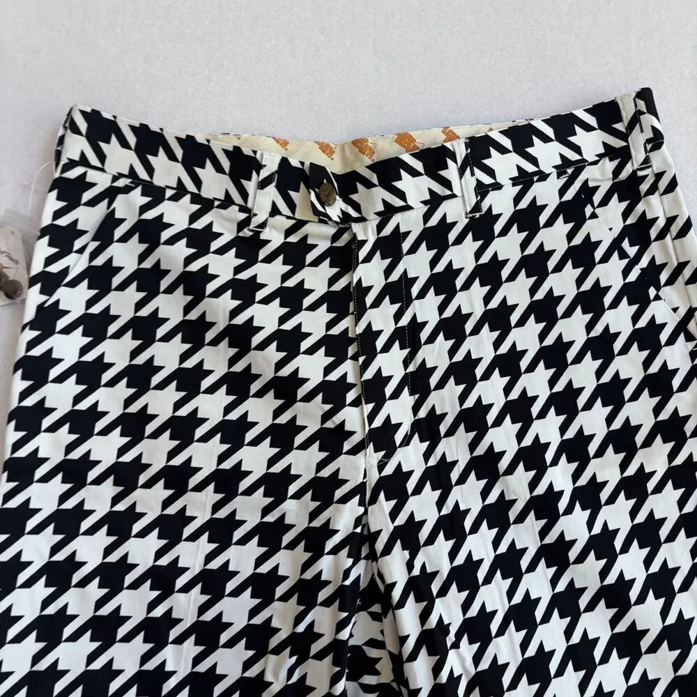 Loudmouth Golf Shorts Men 36 Houndstooth Black White Flat Front Chino 11